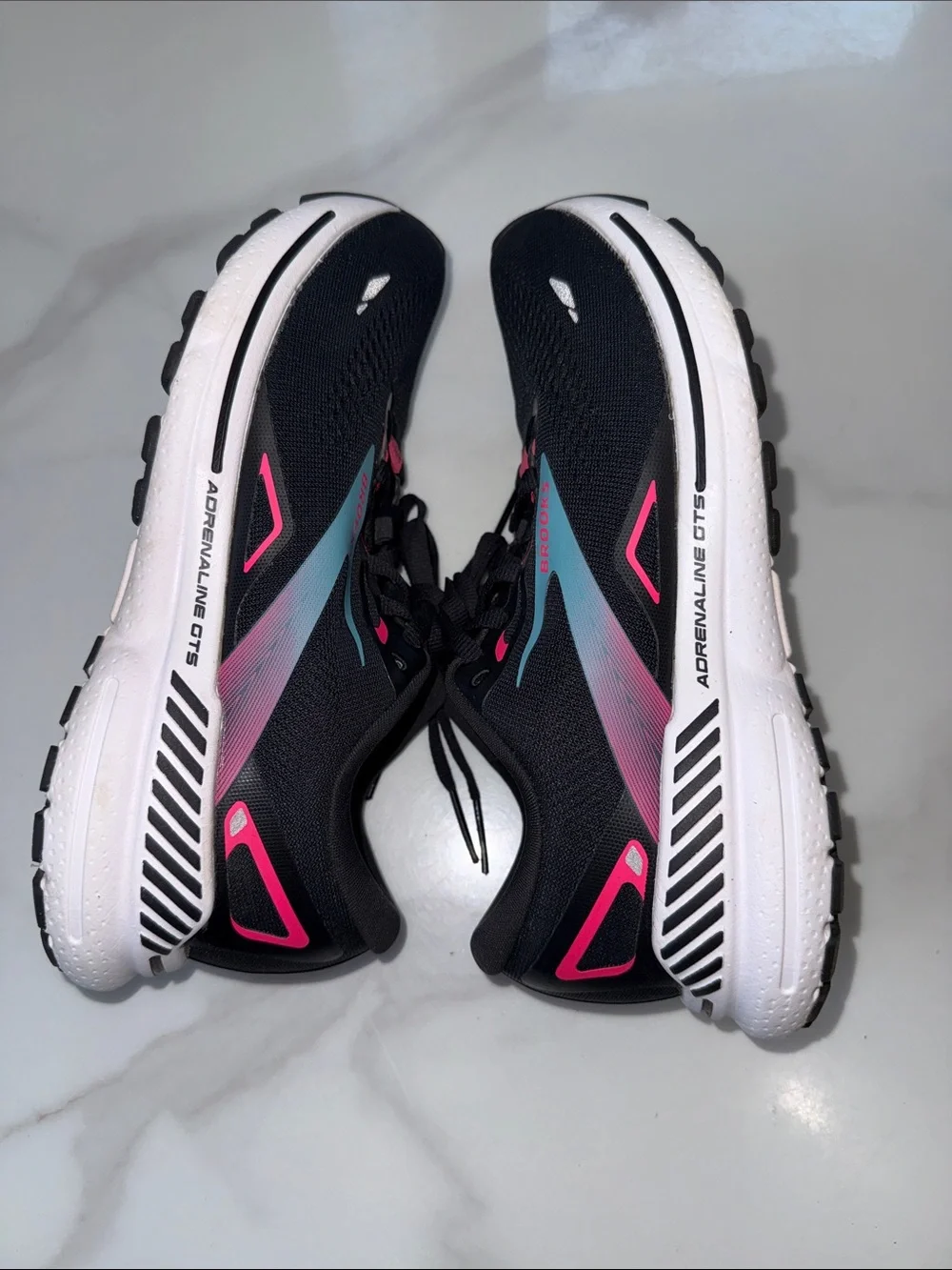 Brooks Women’s Black Running Shoes with Pink & Teal Accents